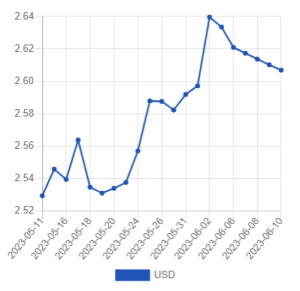 Официальный курс лари на 10-12 июня к доллару и евро