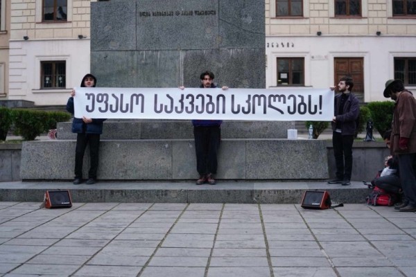 На митинге в Тбилиси требуют ввести бесплатное питание в школах Грузии