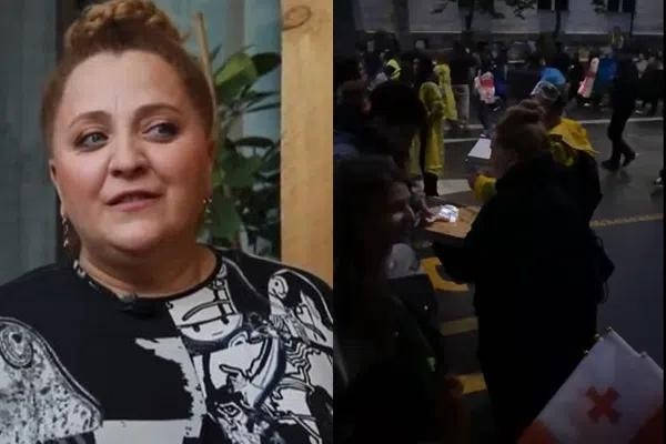 Нино Катамадзе предлагает гражданам на акции хачапури – кадры, которые распространяются в соцсетях