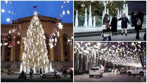 В столице зажглись главная елка и новогодняя иллюминация – кадры с проспекта Руставели