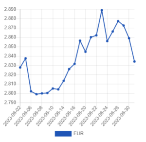 Официальный курс лари на 1-3 июля к доллару и евро